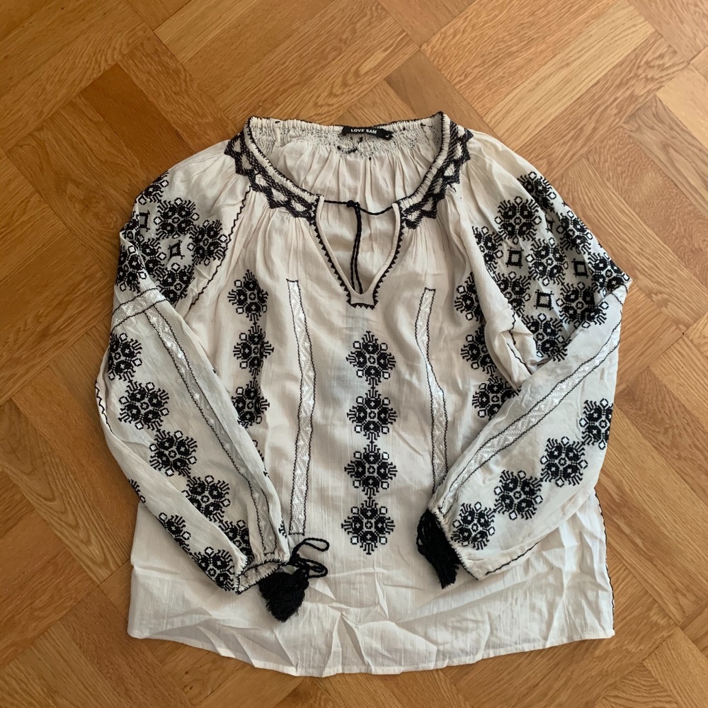 Anthropologie Love Sam Embroidered Shirt